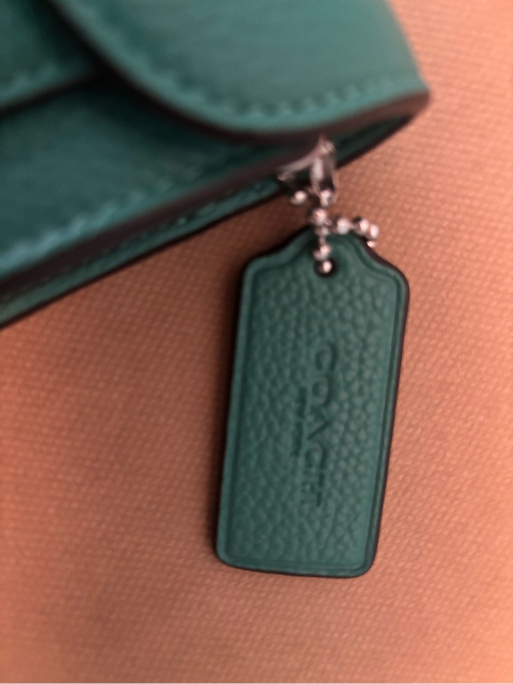 Coach Turquoise Leather C-Logo Chain Crossbody - Picture 7 of 11